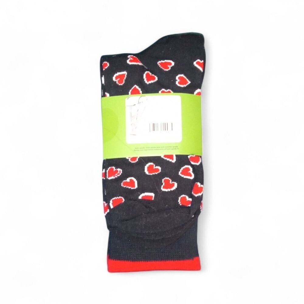 New Kate Spade 3-Pack Crew Socks Hearts Stripes